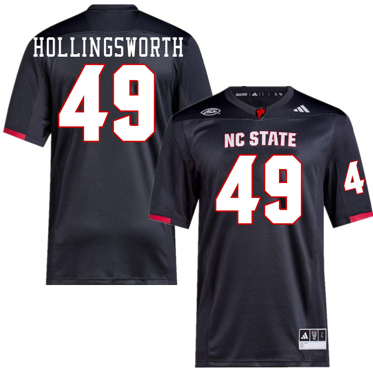 Men #49 Aiden Hollingsworth NC State Wolfpack College Football Jerseys Stitched-Black